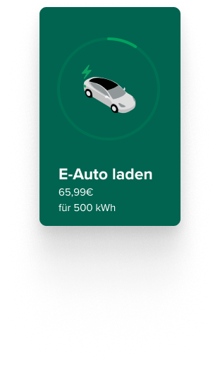 Illustration eines modernen Hauses mit Solarpanelen auf dem Dach, einem Elektroauto an der Ladestation und zwei Windturbinen im Hintergrund. Die Sonne scheint hell, und es gibt Bäume im Umfeld des Hauses, was eine nachhaltige und umweltfreundliche Energiequelle darstellt.